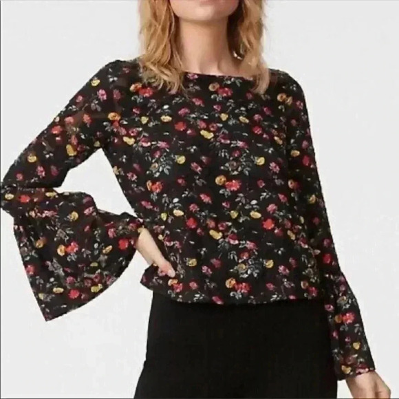 Club Monaco Taisie Blouse Floral Black Size Small - Picture 1 of 4